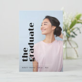 DE AFSTUDEREN Vette ZWARTE TEKST Twee foto AFSTUDE Aankondiging (Staand voorkant)