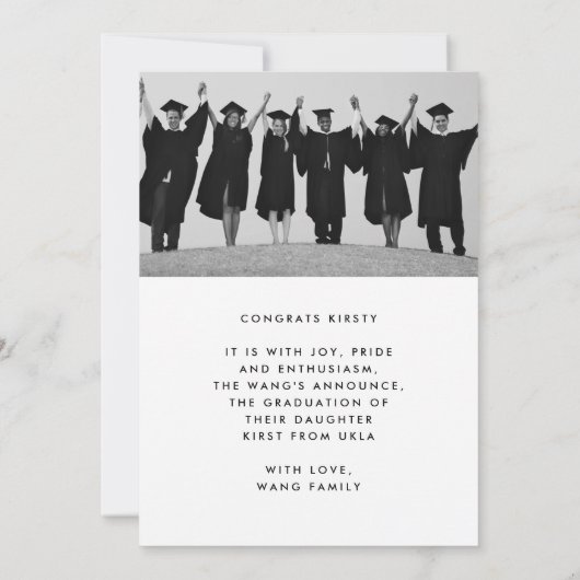 DE AFSTUDEREN Vette ZWARTE TEKST Twee foto AFSTUDE Aankondiging (Achterkant)