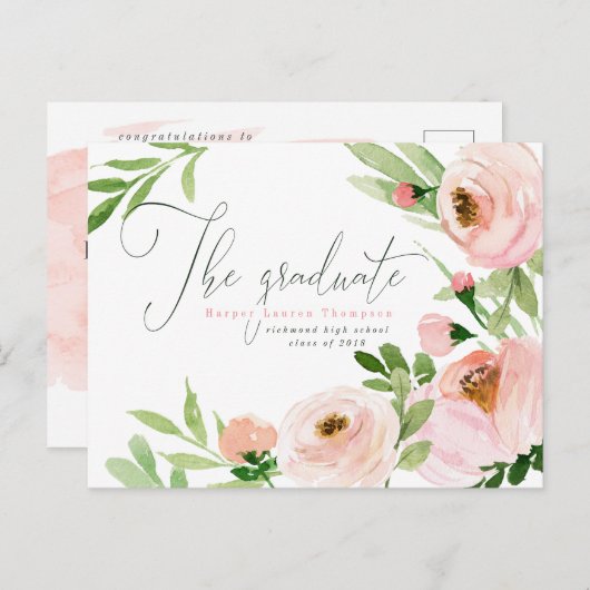 DE AFSTUDEREN ZWARE WATERVERF AANKONDIGINGSKAART (Voorkant / Achterkant)