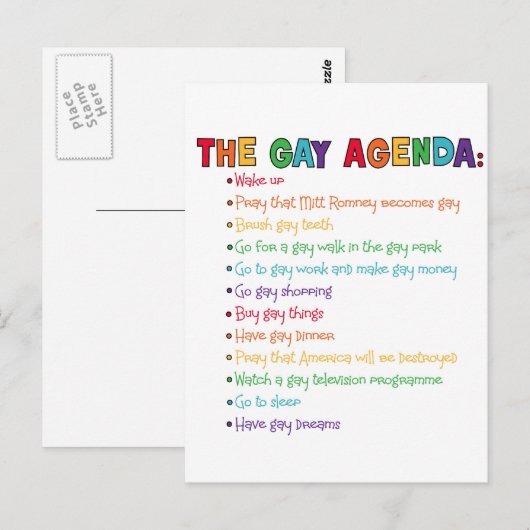 De agenda van de Gay Briefkaart (Voorkant / Achterkant)