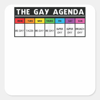 De agenda van de Gay - LGBT - Pride Vierkante Sticker