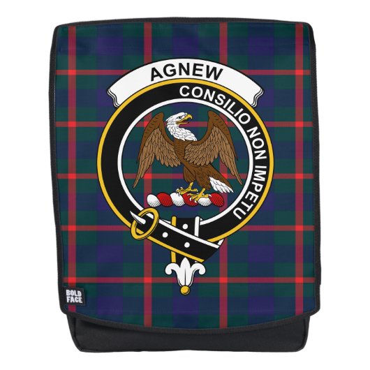 De Agnew Clan Crest Tartan Rugtassen (Voorkant)