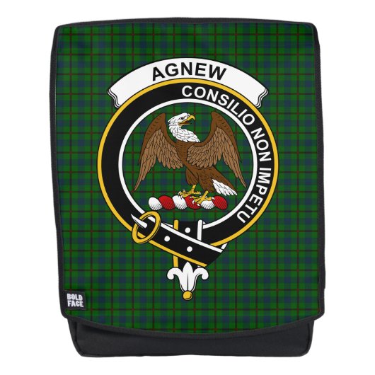 De Agnew Hunti Clan Crest Tartan Rugtassen (Voorkant)