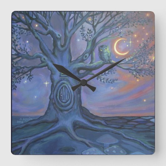 De airy Deurschoudertas - Kunstklok Vierkante Klok (Voorkant)