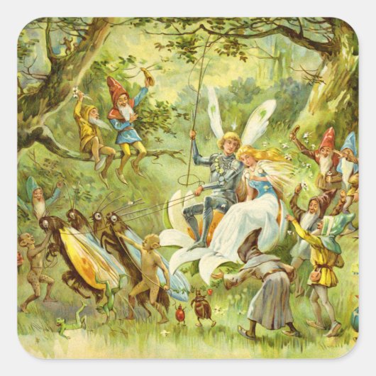 De airy Prince en Thumbelina Vierkante Sticker (Voorkant)