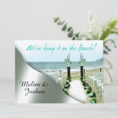 De Aisle Aqua Gray Silver Beach bruiloft omlaag Kaart (Staand voorkant)
