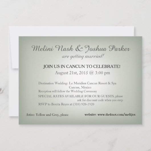 De Aisle Aqua Gray Silver Beach bruiloft omlaag Kaart (Achterkant)