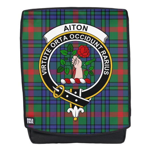 De Aiton Clan Crest Tartan Rugtassen (Voorkant)