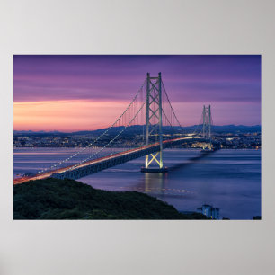 De Akashi Kaikyō Bridge in Japan Poster