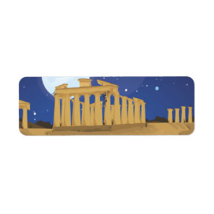 De Akropolis van Athene cartoon Etiket