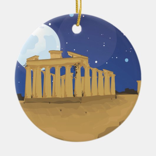 De Akropolis van Athene cartoon Keramisch Ornament (Voorkant)