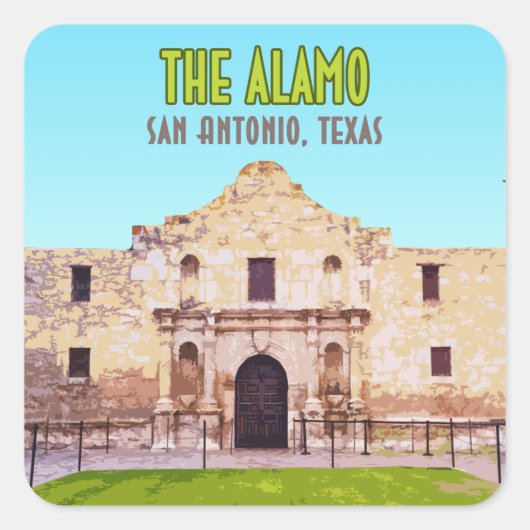 De Alamo Mission San Antonio Texas Vierkante Sticker (Voorkant)