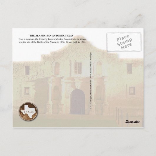 De Alamo, San Antonio, Texas Briefkaart (Achterkant)