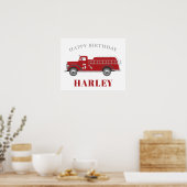 De Alarm Fire Truck Birthday Party Any Age geluide Poster (Keuken)