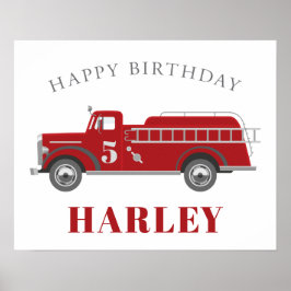 De Alarm Fire Truck Birthday Party Any Age geluide Poster