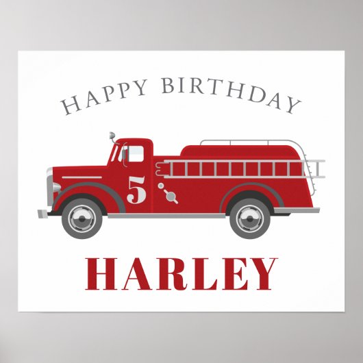 De Alarm Fire Truck Birthday Party Any Age geluide Poster (Voorkant)