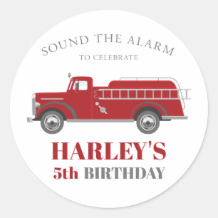 De Alarm Fire Truck Birthday Party Any Age geluide Ronde Sticker