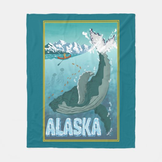De  Alaskan Travel Whale Blanket Fleece Deken (Voorkant)