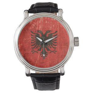De  Albanese vlag van Scratched and Worn Horloge