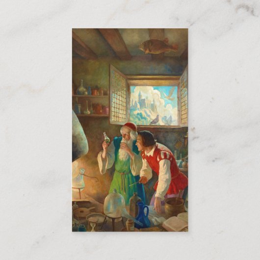 De alchemist door Newell Convers Wyeth Visitekaartje (Achterkant)