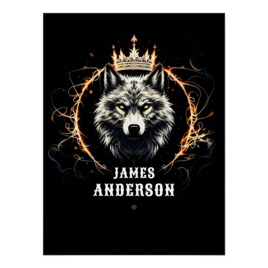 De Alfa Wolf. Tekst of naam toevoegen aan Poster (Voorkant)