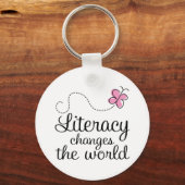 De alfabetisme van de vlinder verandert het wereld sleutelhanger (Voorkant)