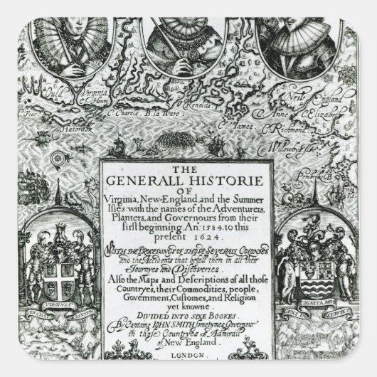 De algemene geschiedenis van Virginia Vierkante Sticker (Voorkant)