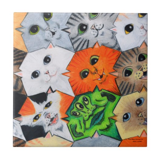 De Alien Amomg Us keramische tegel Tegeltje (Voorkant)