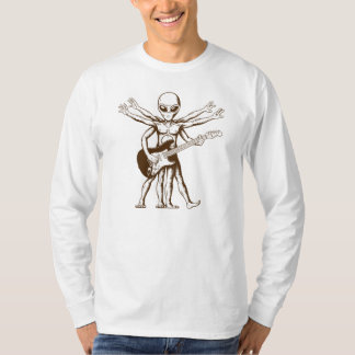 De alien speelt een elektrische gitaar. t-shirt