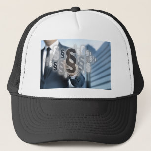 De alinea's worden door de zakenman geselecteerd trucker pet