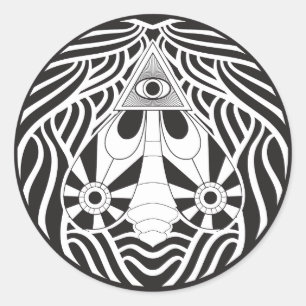 De all seeing mot ronde sticker