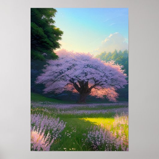 De alleenstaande schoonheid van Cherry Blossom Poster (Voorkant)