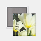 De allerbeste! magneet Baas cadeaus Witte Tulpen (Voorkant / Achterkant)