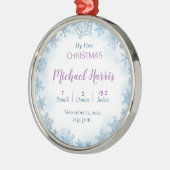 De allereerste kerstgeboorte van baby's. metalen ornament (Links)