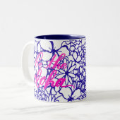 De Aloha Floral Post-it Coffee-Mok Tweekleurige Koffiemok (Voorkant links)