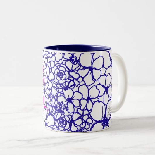 De Aloha Floral Post-it Coffee-Mok Tweekleurige Koffiemok (Voorkant rechts)