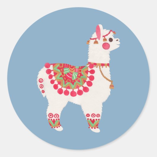 De Alpaca Ronde Sticker (Voorkant)