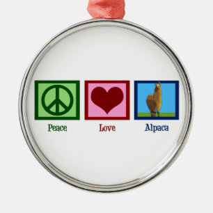 De Alpaca van de Liefde van de vrede Metalen Ornament