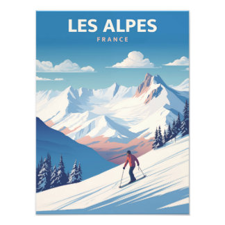 De Alpen - Frankrijk - Vintage Poster Illustration