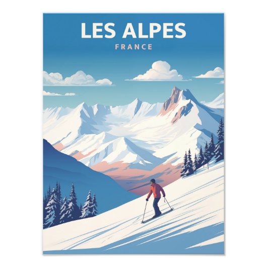 De Alpen - Frankrijk - Vintage Poster Illustration (Voorkant)
