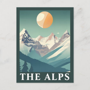 De Alpen Zon Geometrische Europese Ski Berg Briefkaart