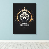 De Alpha Wolf. Voeg tekst of naam toe op canvaspri Canvas Afdruk (Insitu (Houten vloer))