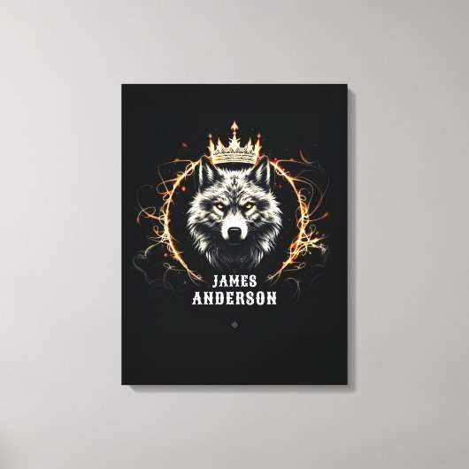 De Alpha Wolf. Voeg tekst of naam toe op canvaspri Canvas Afdruk (Voorkant)