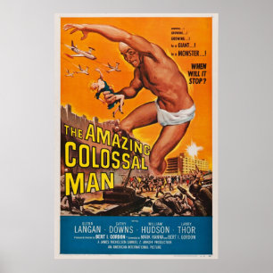 De Amazing Colossal Man Hollywood Horror Vintage Poster