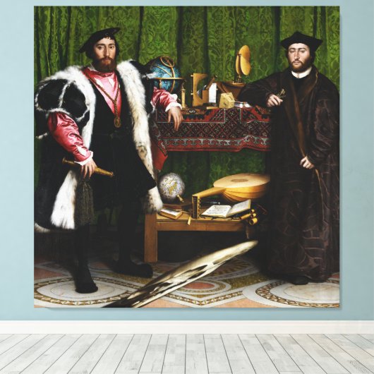 De ambassadeurs van Hans Holbein in de Younger Canvas Afdruk (Insitu (Houten vloer))