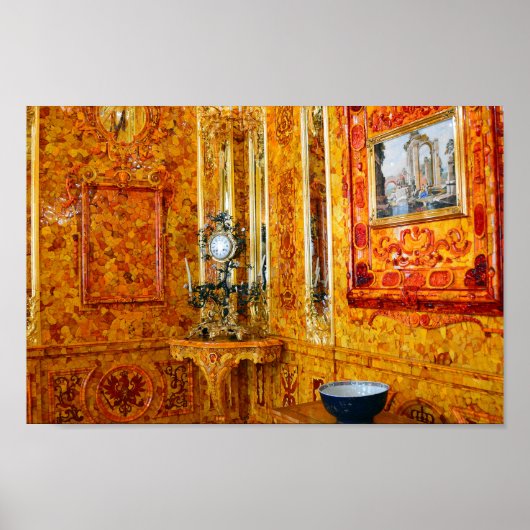 De Amber Room in Catherine Palace, Rusland 12x8 Poster (Voorkant)