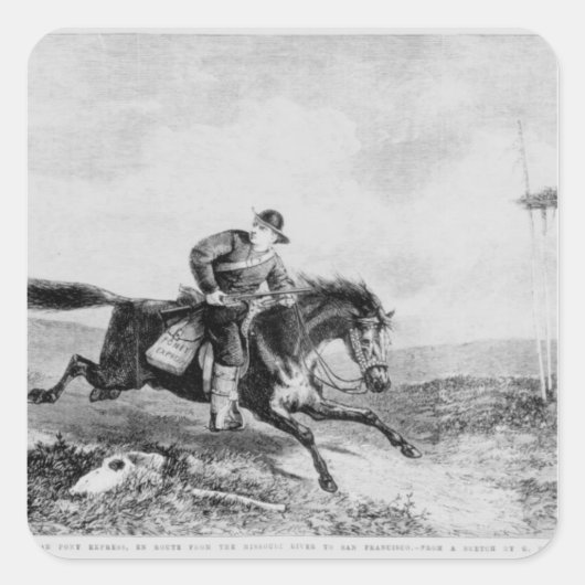 De American Pony Express Vierkante Sticker (Voorkant)