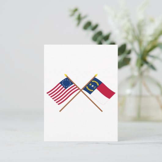 De Amerikaanse 13 sterren en North Carolina State  Briefkaart (Staand voorkant)