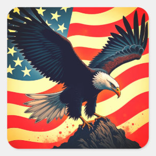 De Amerikaanse Adelaar – Held van de Openlucht Vierkante Sticker
