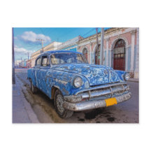 De Amerikaanse auto in Cienfuegos, Cuba briefkaart